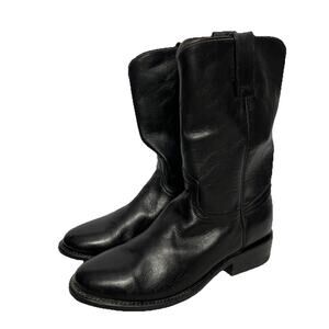 Tanner Mark Cowboy Boots Men Size 8 Black Western Leather